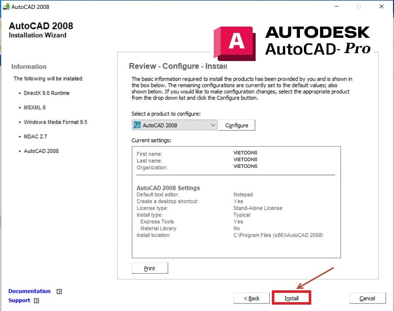 Cài đặt phần mềm AutoCAD 2008 -4