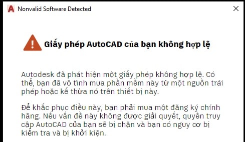 Giấy Phép AutoCAD Không Hợp Lệ