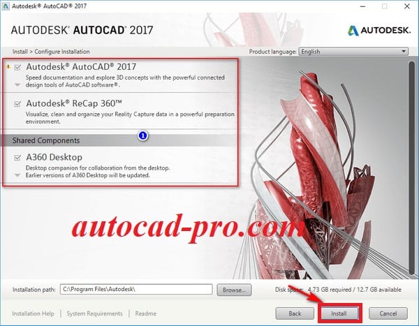 Cài đặt AutoCAD 2017 bước 4